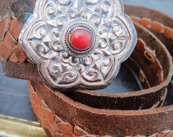 Fibbia Cintura Americana BOBIJOO Con Fiamme Rosse - Stile Biker E Western, Misura 108x60 Mm, In Metallo