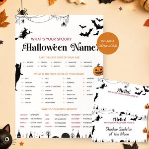 Halloween Name Game for Kids, Halloween Name Generator Printable, Spooky Halloween Party Game, Halloween Classroom Activity, InstantDownload