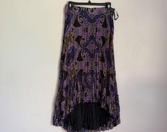 INC International Concepts Womens Purple Paisley Crinkle High Low Maxi Skirt 4