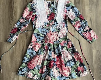 Sukienka dziewczęca LA Touch z lat 80. w kwiaty Cottagecore Prairie w stylu vintage, rozmiar 10