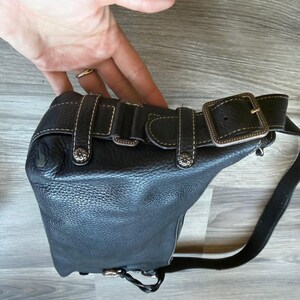 Vintage Brighton Mini Black Pebbled Leather Shoulder Bag Silver Heart Charm image 4