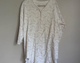 Aria dames wit gebloemd pointelle gebreide nachthemd Henley sleepshirt M Mumu