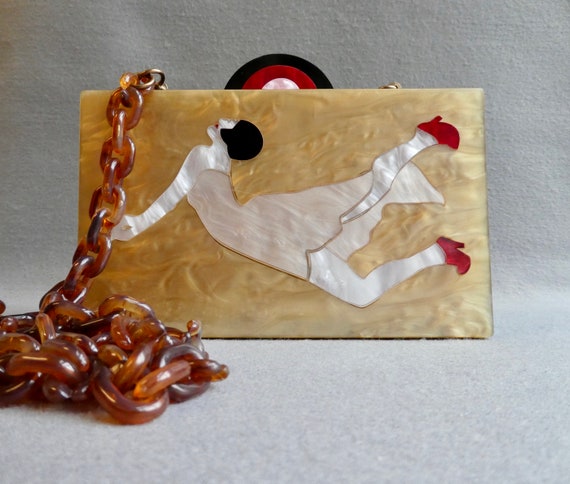 Dancing Girl Perspex Lucite Box Clutch | Disco Bag