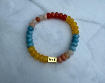 Pulsera de cuentas redondas multicolor