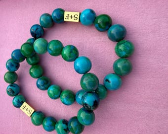Pulsera de cuentas de sedimento marino verde de 10 mm