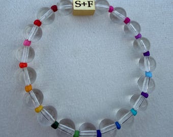 Pulsera de cuarzo transparente arcoíris