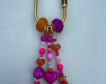 Llavero de moda rosa y naranja