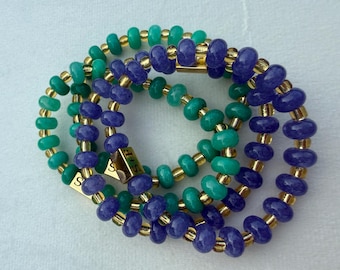 Pulsera Rondelle con cuentas y detalle de cuentas doradas