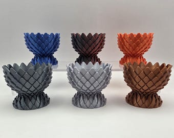 Coquetiers en écailles de dragon imprimés en 3D | Paire | Cadeau de cuisine fantastique empilable | Accessoires de petit-déjeuner