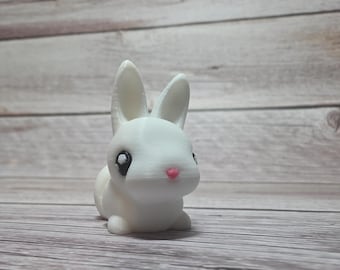 Lapin blanc articulé imprimé en 3D : jouet agité, porte-clés