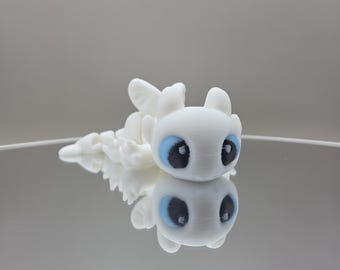 Dragon Lightfury imprimé en 3D fait main - Jouet articulé / porte-clés, cadeau fantastique, cadeau pour amoureux des dragons
