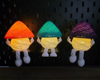 Photophore champignon grossier imprimé en 3D | Cadeau drôle de bâillon | LED uniquement | Décoration fantaisie | Multicolore