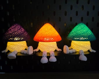 Photophore champignon frais imprimé en 3D | Décoration Cottagecore confortable | LED uniquement | Cadeau fantaisiste