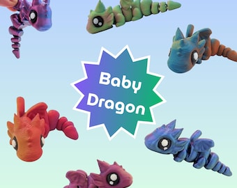 Dragon articulé | Imprimé en 3D | Porte-clés agité | Cadeau fantastique | Multicolore