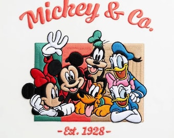 Mickey & Co EST. 1928 Embroidery Design, Disney Family Machine File, Mickey and Friends Design File