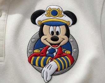 Mickey Mouse Captain Embroidery Design, Disney Cruise Mickey Embroidery File, Nautical Mickey PES DST PNG Digital Download