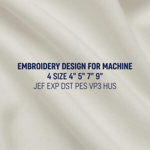 May include: A close-up of a white fabric background with the text "EMBROIDERY DESIGN FOR MACHINE 4 SIZE 4" 5" 7" 9" JEF EXP DST PES VP3 HUS" in dark blue. The image is of a folded, textured fabric.