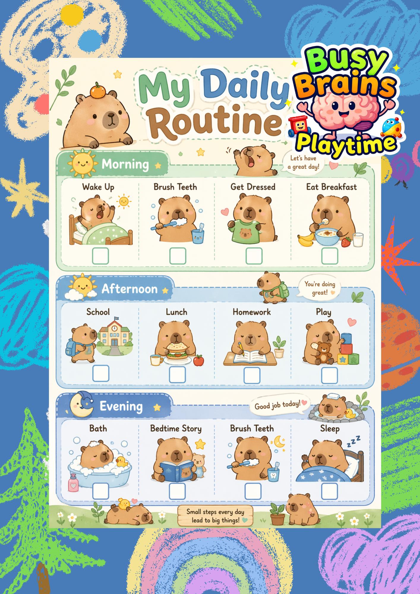 ADHD Daily Routine Chart for Kids Printable | Visual Schedule ...