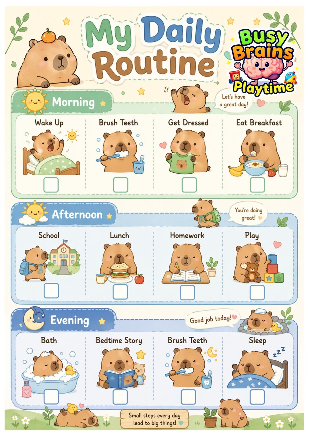 ADHD Daily Routine Chart for Kids Printable | Visual Schedule ...