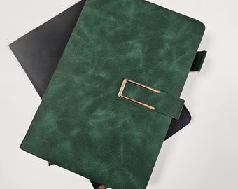 a5 personalised note book, with pen holder and magnectic close.