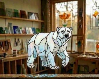 Mönster för solfångare i målat glas av isbjörn, nybörjarvänligt (PDF-nedladdning)