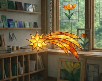 Mönster för stjärnfall i målat glas, nybörjarvänligt (PDF-nedladdning)