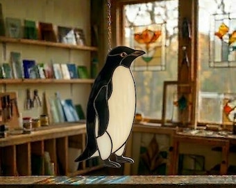 Mönster för solfångare av pingvin i målat glas, nybörjarvänligt (PDF-nedladdning)