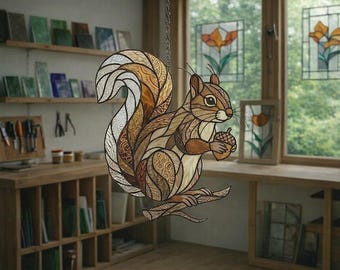 Mönster för ekorre i målat glas, nybörjarvänligt (PDF-nedladdning)