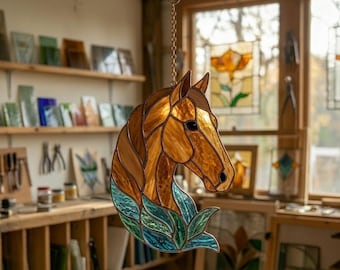 Mönster för solfångare av häst i målat glas, nybörjarvänligt (PDF-nedladdning)