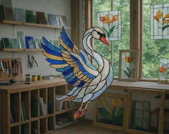 Mönster för svan i målat glas, nybörjarvänligt (PDF-nedladdning)