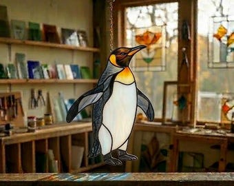 Mönster för solfångare av pingvin i målat glas, nybörjarvänligt (PDF-nedladdning)