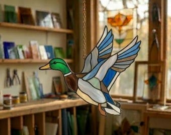 Mönster för solfångare av anka i målat glas, nybörjarvänligt (PDF-nedladdning),