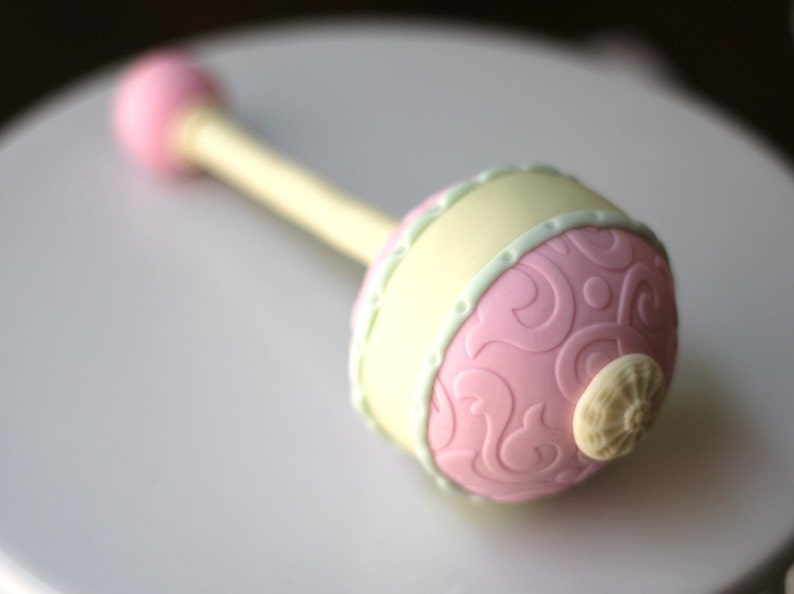Fondant Cake Topper Giant Baby Rattle Whimsical Gender Etsy