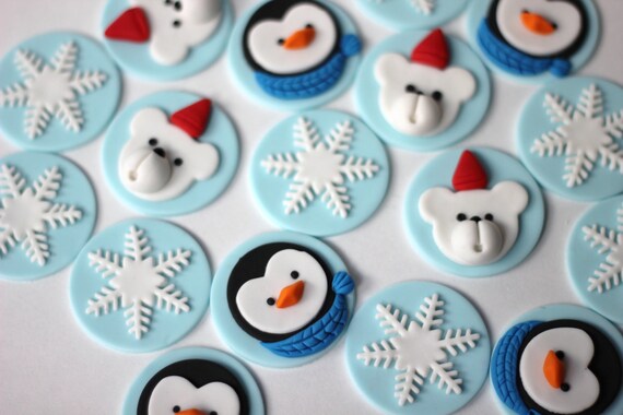 Winter Wonderland Fondant Topper Penguin Fondant Topper Etsy