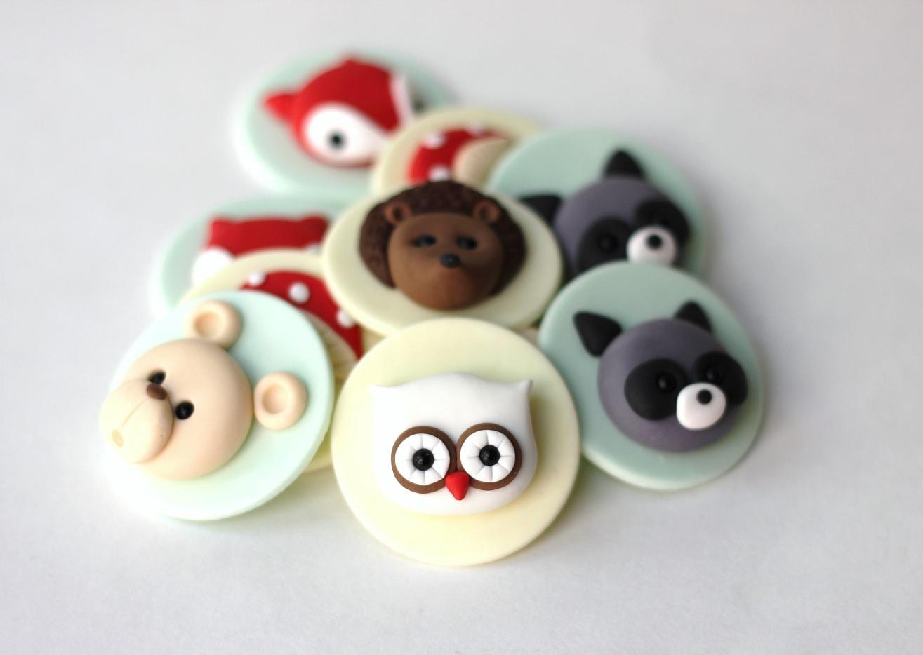 Woodlands fondant cupcake topper set. Forest cupcake topper. Etsy