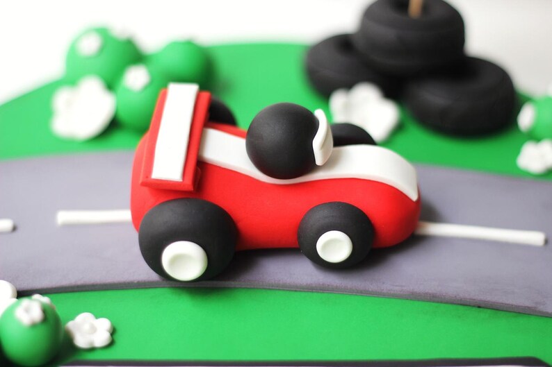 Fondant Race Car Cake Topper Set Transportation Cars