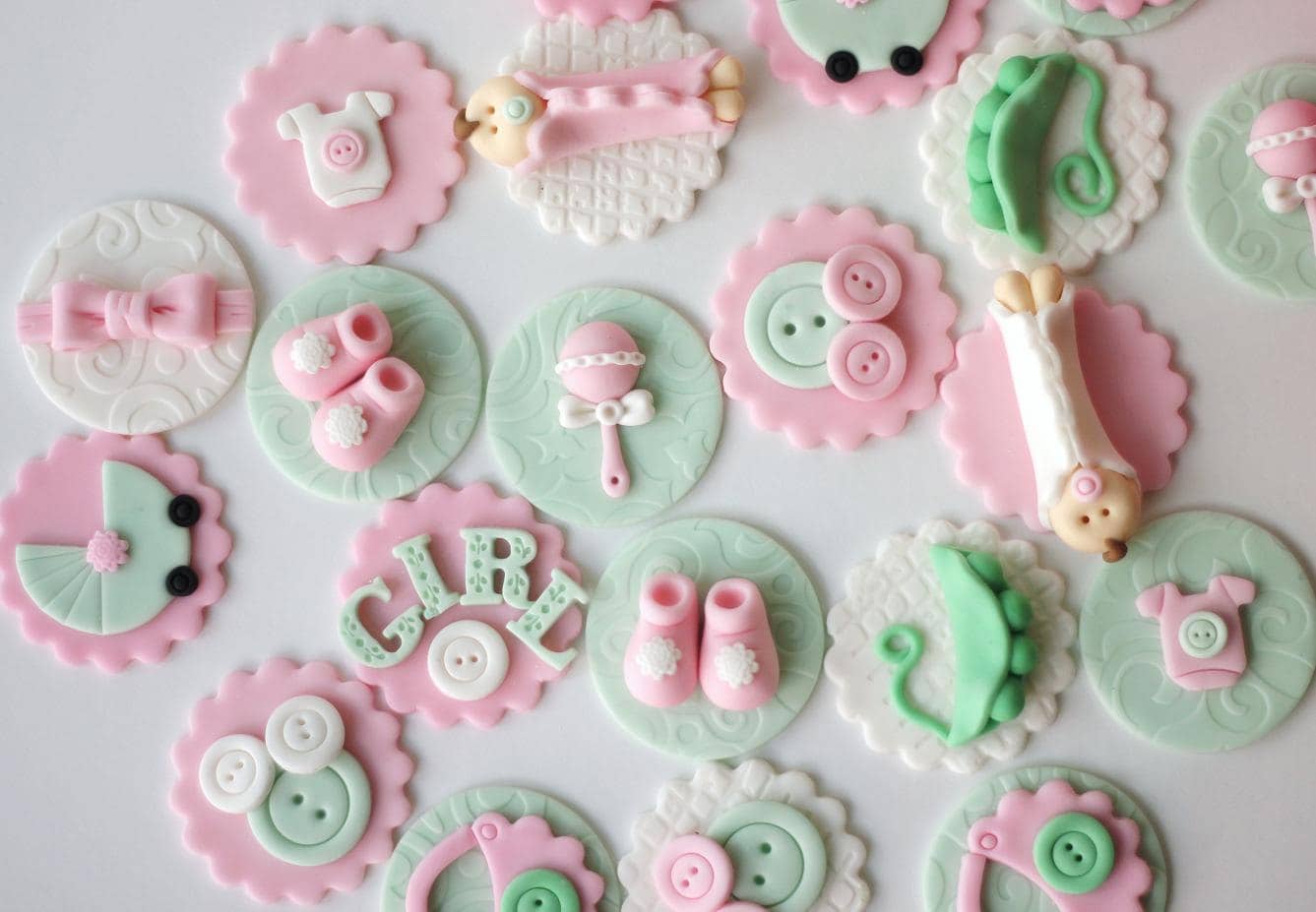 Baby Shower Fondant Cupcake Toppers Pink Baby Shower Fondant | Etsy