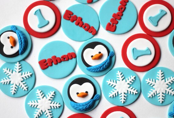 Onederland Fondant Toppers Penguin Fondant Topper Edible Etsy