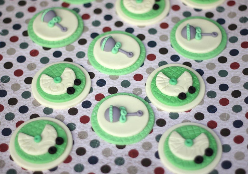 Baby shower fondant topper. Fondant rattle. Baby stroller Etsy