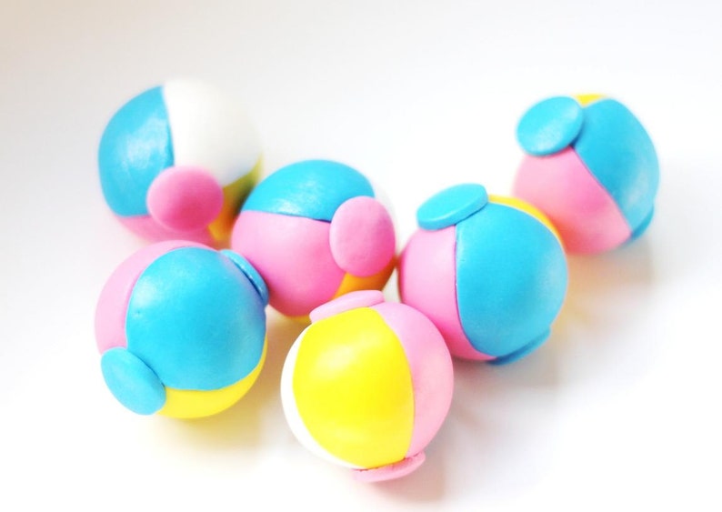 Fondant beach ball Fondant beach ball topper pool cake Etsy