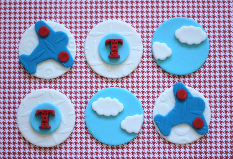 Airplane Plane Transportion Fondant Cupcake Toppers These Etsy