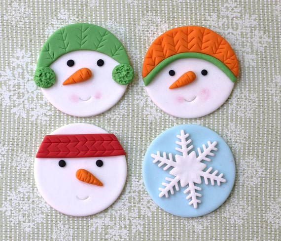 Dollhouse Miniature Christmas Holiday 1.5 cm Cake Snowman Cupcake Ceramic 15501