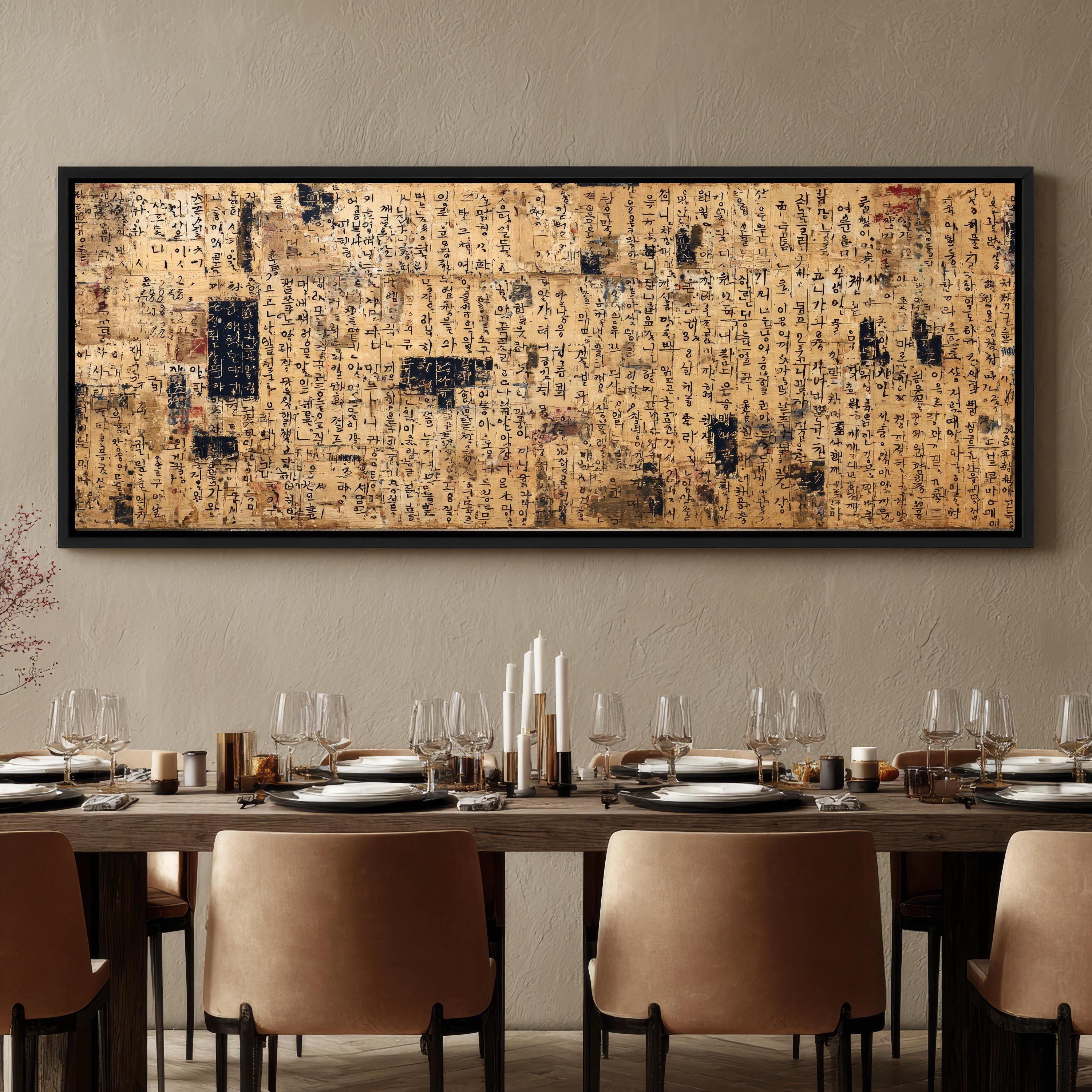 Asian Calligraphy Canvas Print, Vintage Script Wall Art, Neutral ...