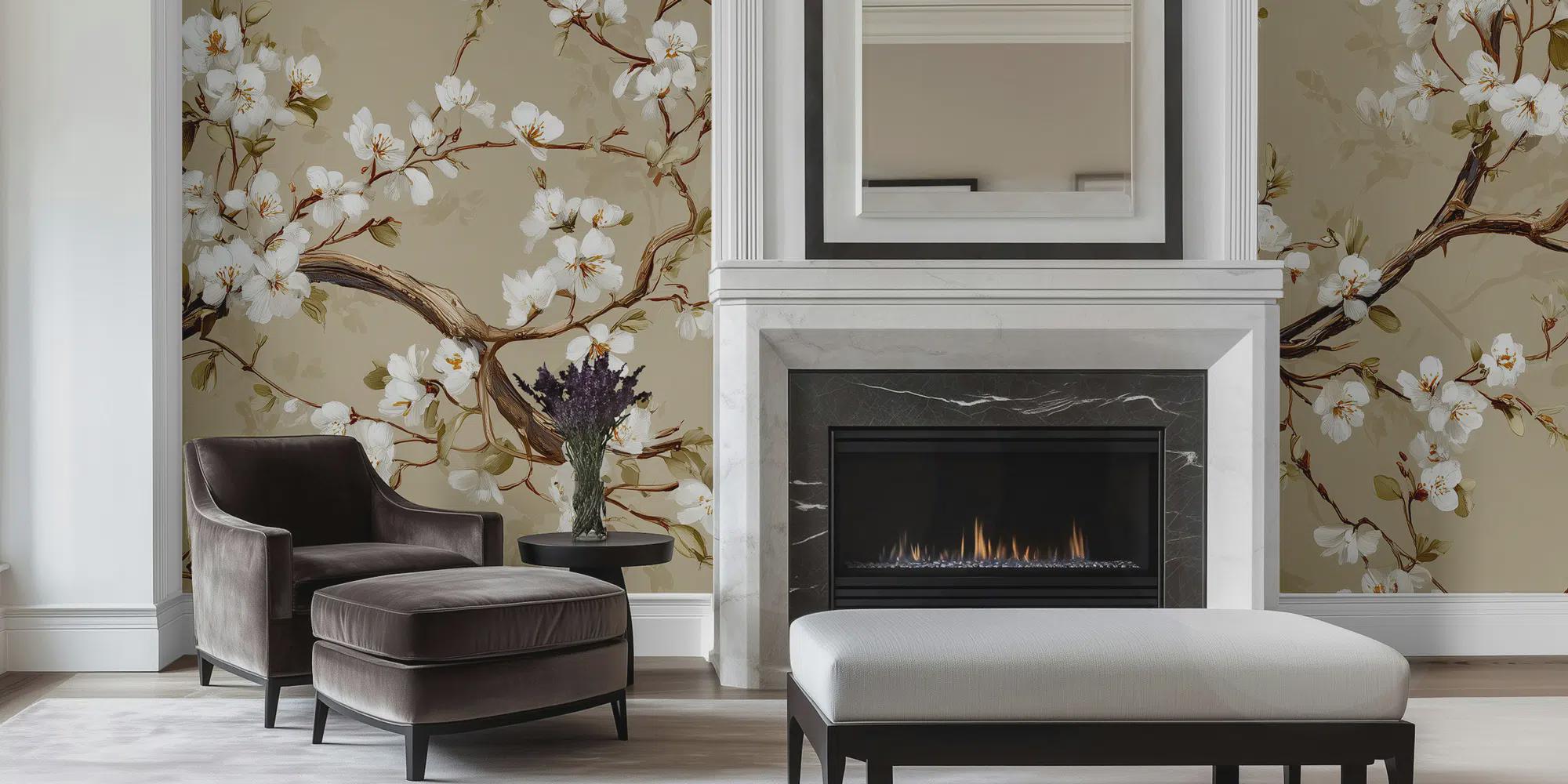 Chinoiserie Cherry Blossom Wallpaper: Peel and Stick Wall Mural - Etsy