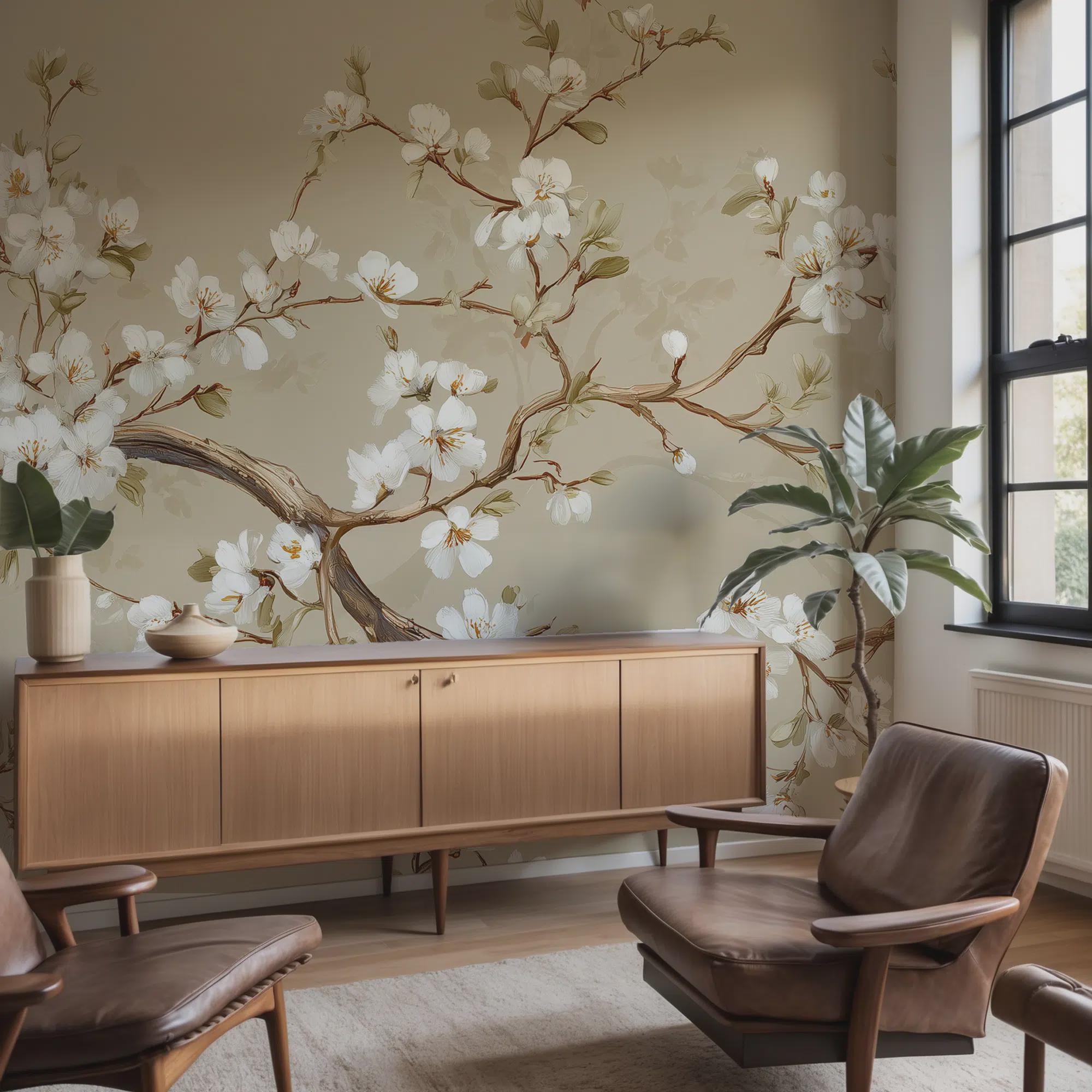 Chinoiserie Cherry Blossom Wallpaper: Peel and Stick Wall Mural - Etsy