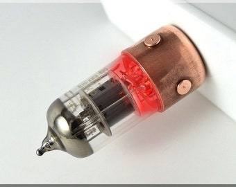 Pentode  8/16/32/64/128/256GB RED Radio vacuum tube USB flash drive with stand. Steampunk/Industrial