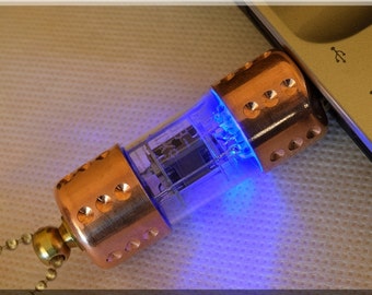 8/16/32/64/128GB BLUE Pentode radio vacuum tube USB Flash Drive with chain. Steampunk/Industrial !!!Stand for FREE!!!