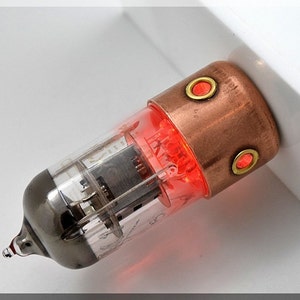 8/16/32/64/128GB Red Porthole Pentode radio vacuum tube usb flash drive. Steampunk/Industrial style image 1