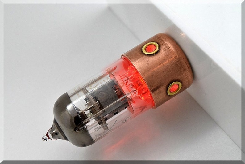 8/16/32/64/128GB Red Porthole Pentode radio vacuum tube usb flash drive. Steampunk/Industrial style image 1