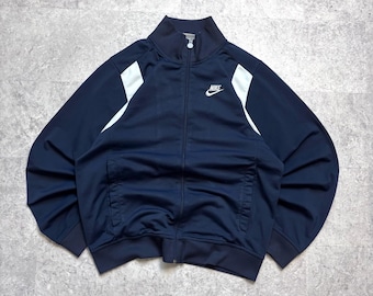 Vintage Nike Jacket Navy Blue Y2K Minimal Clean Aesthetic 90s Track Jacket Size S